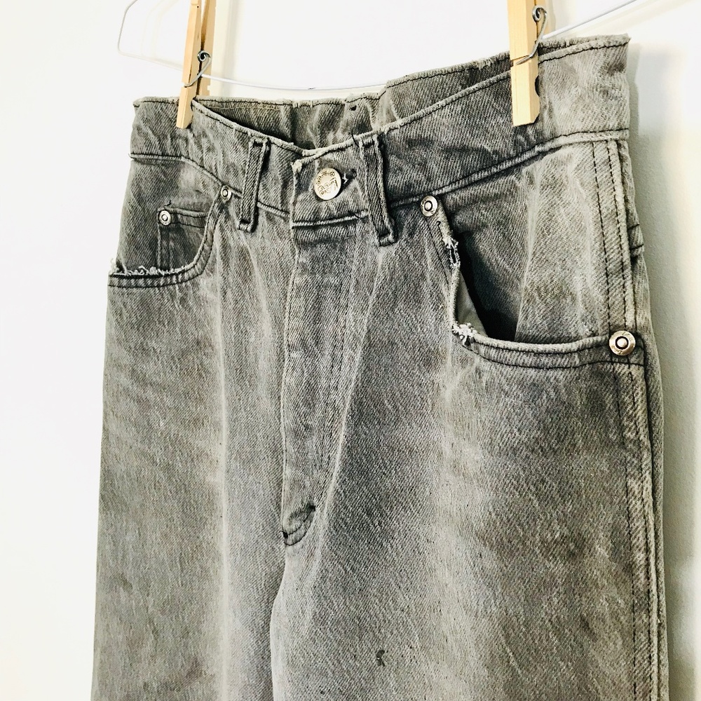 Vintage Lee Straight Leg Mom Jeans Gray Stained